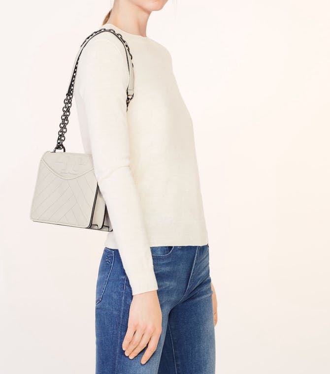 Tory Burch 2017新款迷你 Alexa 链条肩背包 灰色 0.3（约1668元）