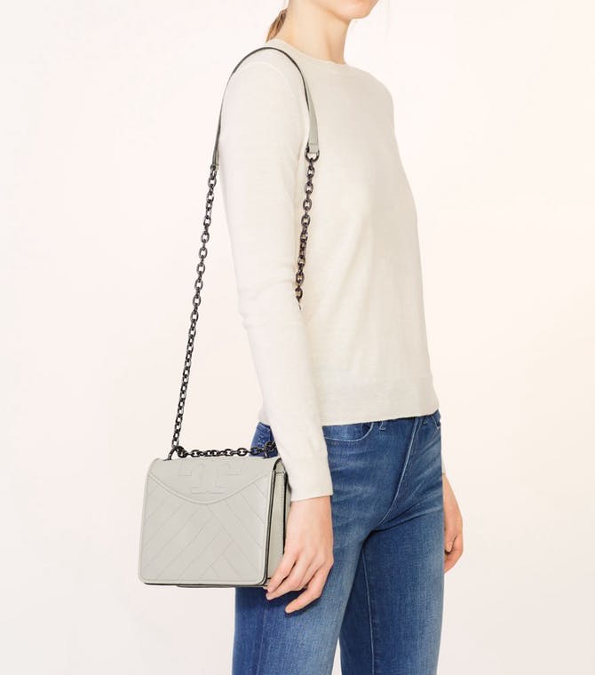 Tory Burch 2017新款迷你 Alexa 链条肩背包 灰色 0.3（约1668元）
