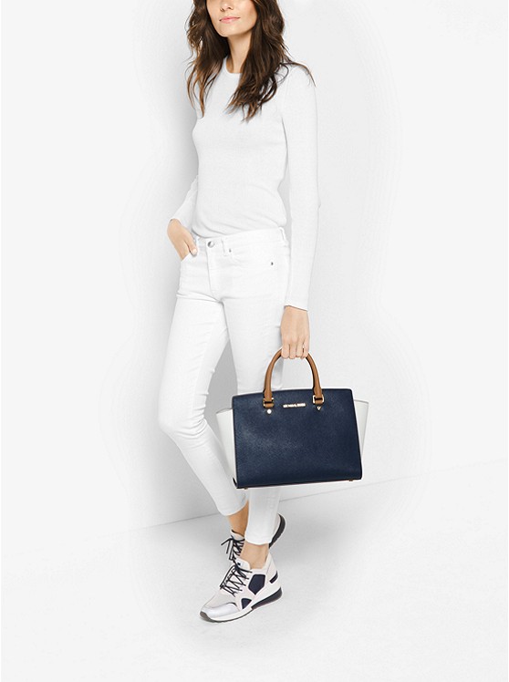 【通勤包首选！】MICHAEL Michael Kors 迈克高仕 Selma 大号拼接色耳朵包 $201（约1456元）
