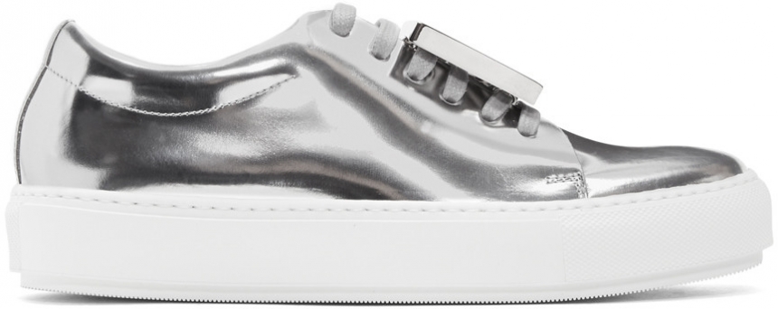 好难得，码全！Acne Studios Silver Metallic Adriana Sneakers 女款银色囧脸鞋 5（约1702元）