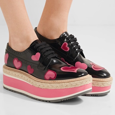 【送价值5的Chloe 墨镜】Prada 爱心款厚底牛津鞋 4（约4764元）