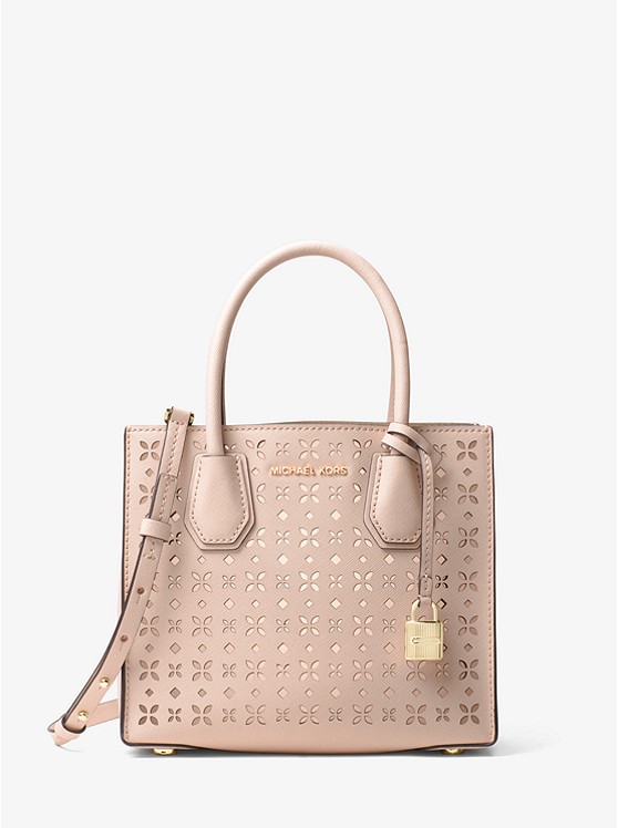 【限时高返！】Michael Kors 小号 Mercer 印花镂空托特包 樱花粉色 4（1047元）