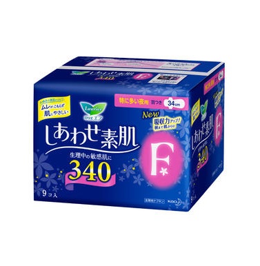 KAO 花王 乐而雅 *肌340mm 夜用护翼卫生巾 9片装 470日元（约28元），专场买5免1