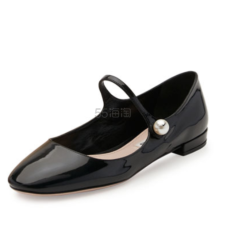 捡漏38.5码！Miu Miu 黑色漆皮玛丽珍鞋 $295（约2137元）