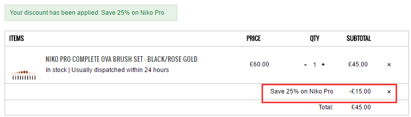 7.5折！Niko Pro 专业牙刷型彩妆刷套装 ￡45（约393元）