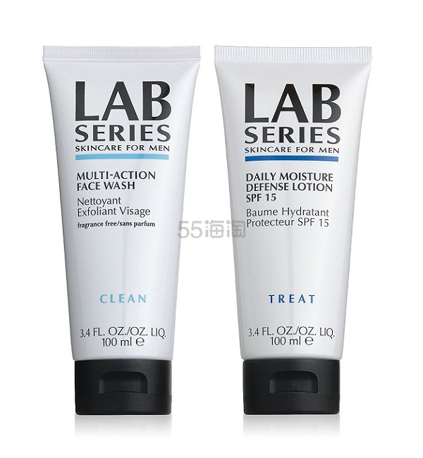 【中亚Prime会员】Lab Series 朗仕 男士护肤套装 多功能洗面奶 100ml+日间防护乳液 SPF15 100ml 到手价320元