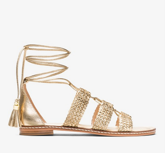 【大热金属色！】MICHAEL Michael Kors Gladiator Metallic 女士绑带凉鞋 $54（约391元）