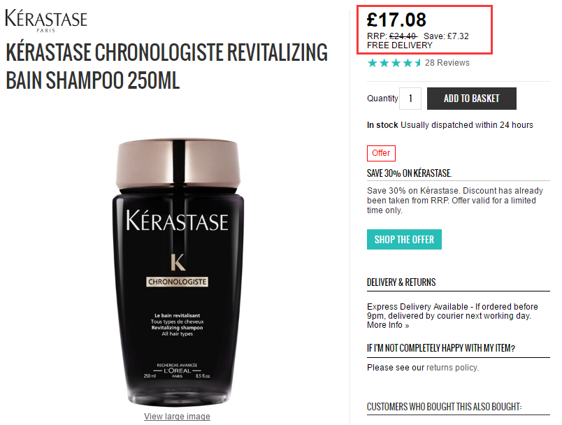 【超好价】Lookfantastic：Kerastase 卡诗 洗发护发 7折+额外9.5折！