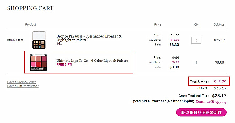 BH Cosmetics ：超高性价比彩妆全场7折+满送礼包