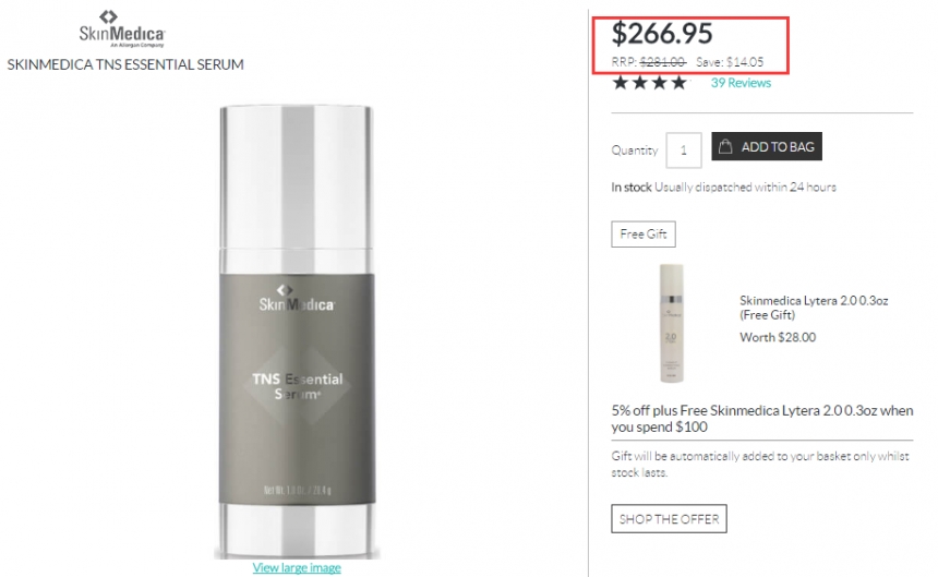 SkinStore：SkinMedica 高效抗衰老护肤 9.5折+额外7.5折！