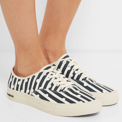 折扣升级！还余38！ J.CREW 条纹、波点拼接帆布鞋 £27（约236元）