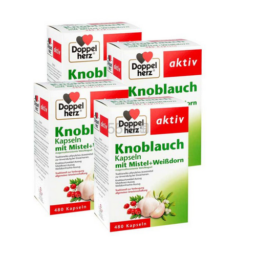 【55专享！】Doppelherz 双心大蒜精及山楂精胶囊 4x480粒 384.0元