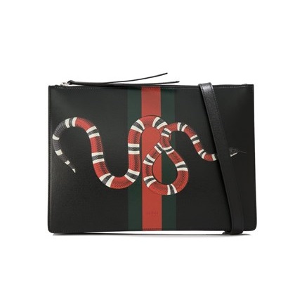 额外7.5折+包邮包税收 Gucci 2017 春夏新款蛇图案手拿肩背包 9188元