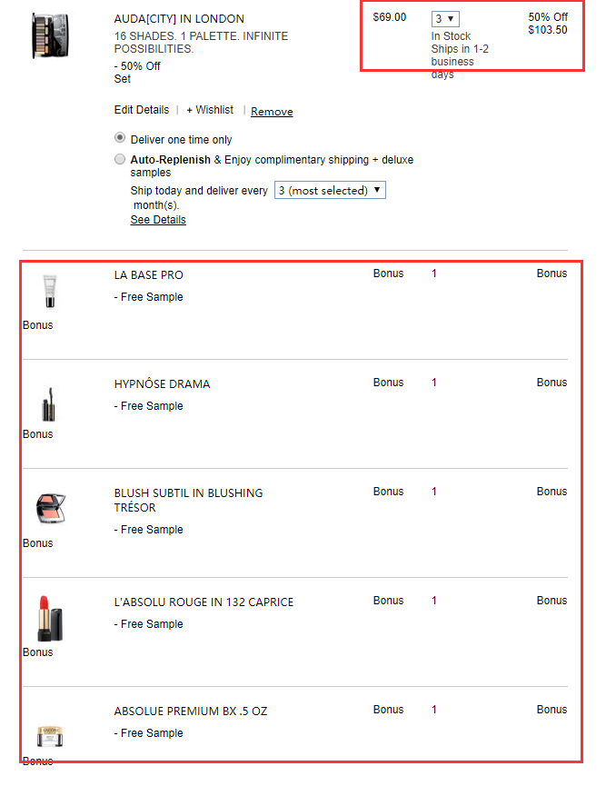 Lancome 兰蔻美国官网 ：精选眼影盘低至5折+全场满送5件小样+满再送豪华小样两件套