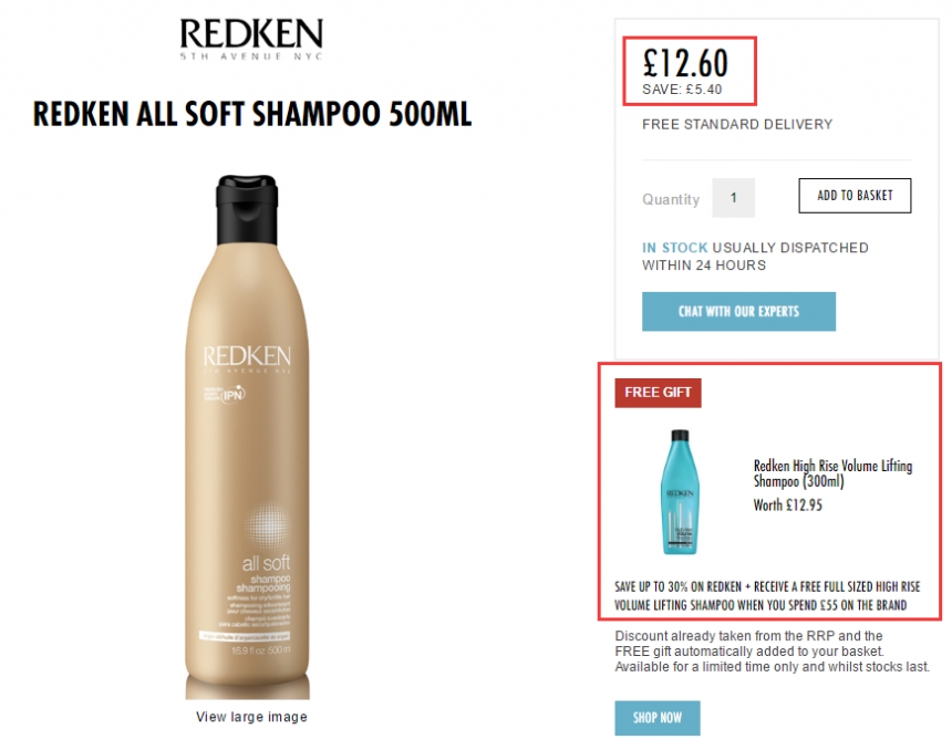 HQhair：Redken 列德肯 精选专业洗护产品 7折+送洗发水正装！