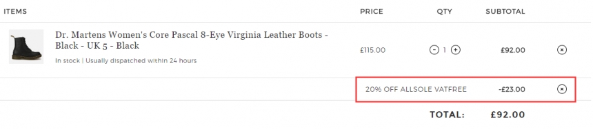 Dr. Martens 黑色8孔女款软皮马丁靴 £92（约803元）
