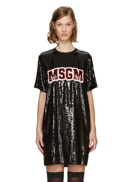 【明星同款】戚薇同款 MSGM 亮片 logo 连衣裙 $405（约2934元）