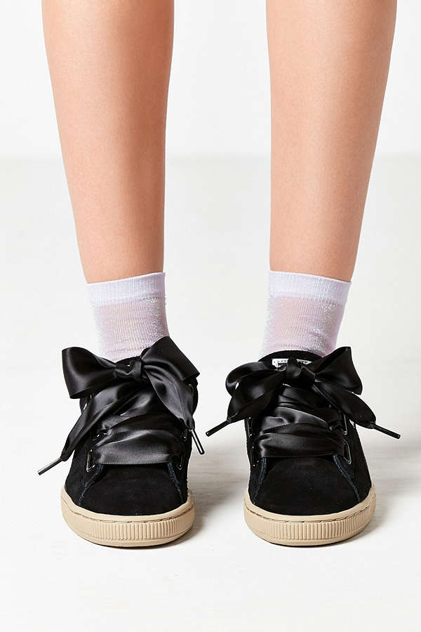【2色选 码全！】Puma 彪马 Basket Heart Metallic Safari 女士蝴蝶结运动鞋 