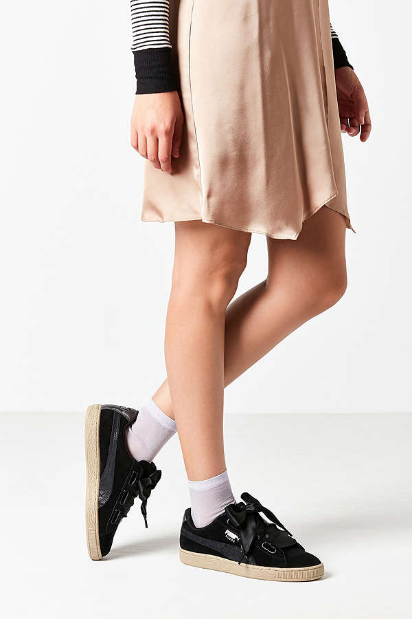 【2色选 码全！】Puma 彪马 Basket Heart Metallic Safari 女士蝴蝶结运动鞋 