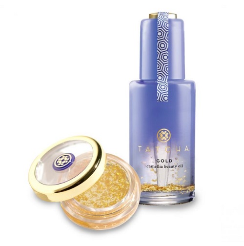 限时特惠！Tatcha 金箔抗皱精华油30ml+23K金箔山茶花油唇纹淡化润唇膏6g 组合价