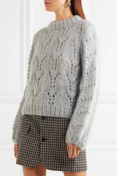 博主*爱 Ganni 粗针线马海毛圆领针织衫 