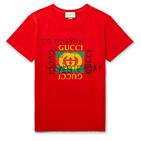 Gucci 紧身印花棉T恤