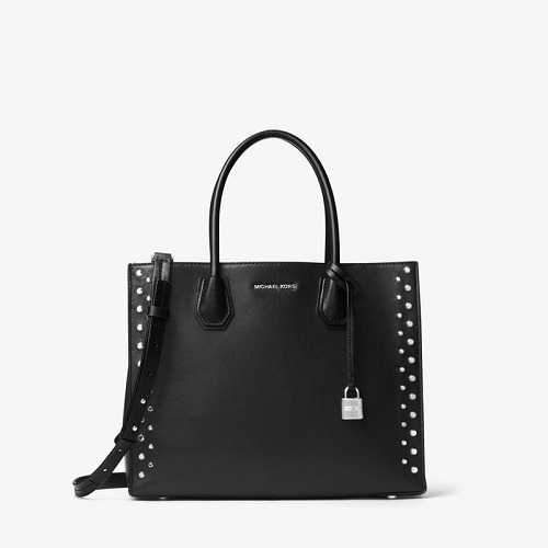 美帝劳工节额外8折！MICHAEL Kors 大号 Mercer 铆钉装饰手提包 黑色