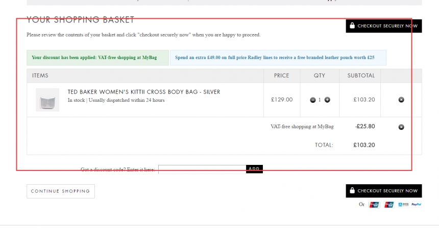 Mybag 官网 ： 精选 Ted Baker 新款时尚包袋