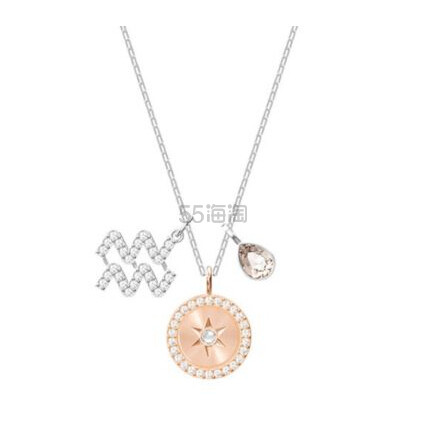 【免费直邮中国！】Swarovski 施华洛世奇 12星座链坠 水瓶座 镀白金色项链