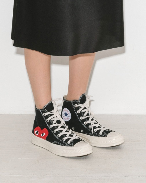 【罕见8折 大码有货！】Comme Des Garçons Play x Converse Chuck Taylor 1970s "PLAY"系列 联名款 女士高帮帆布鞋