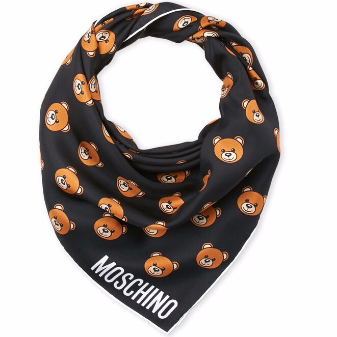 MOSCHINO 小熊印花丝巾