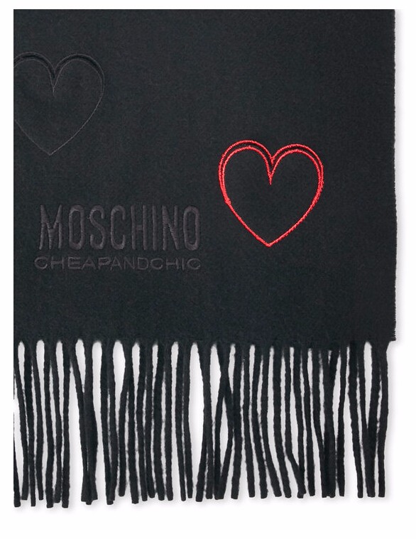 MOSCHINO Cutout Heart Fringe Scarf 流苏围巾 两色可选