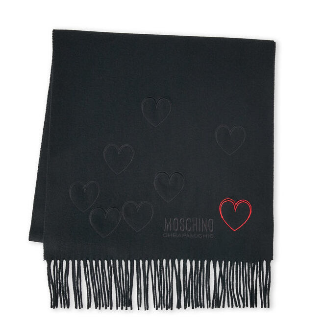 MOSCHINO Cutout Heart Fringe Scarf 流苏围巾 两色可选