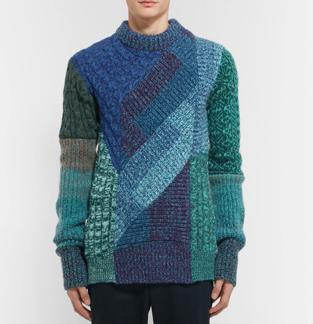 【最新走秀款】Burberry 巴宝莉 Patchwork Ribbed And Cable-Knit 男士拼色毛衣