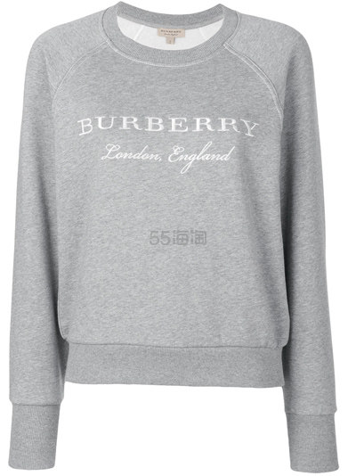周冬雨同款 Burberry logo刺绣灰色卫衣 