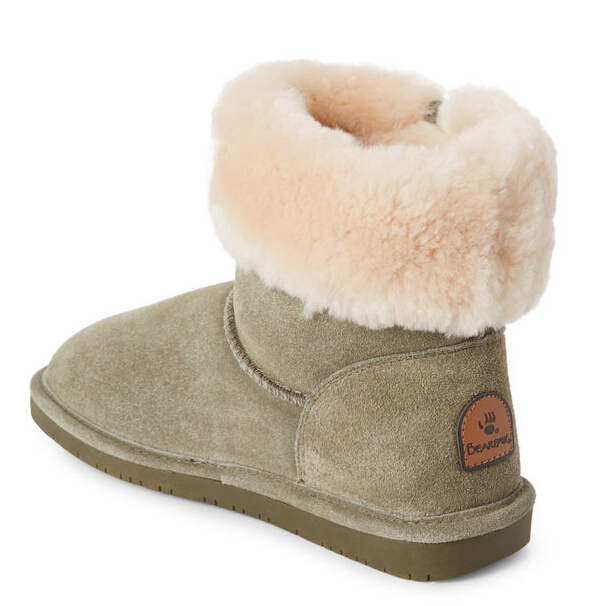 BEARPAW Real Fur Olive Abby Boots 橄榄绿雪地靴