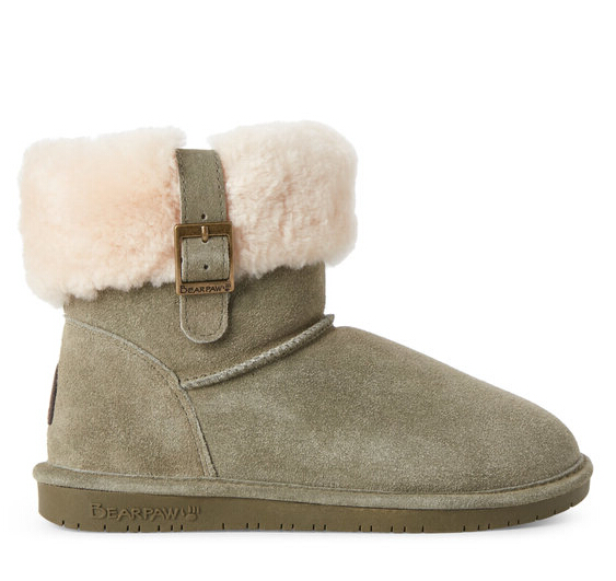 BEARPAW Real Fur Olive Abby Boots 橄榄绿雪地靴