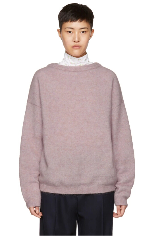 王智同款 Acne Studios 粉色马海毛毛衣