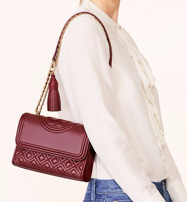 爆款！Tory Burch 汤丽柏琦 FLEMING 女士小羊皮小号链条包