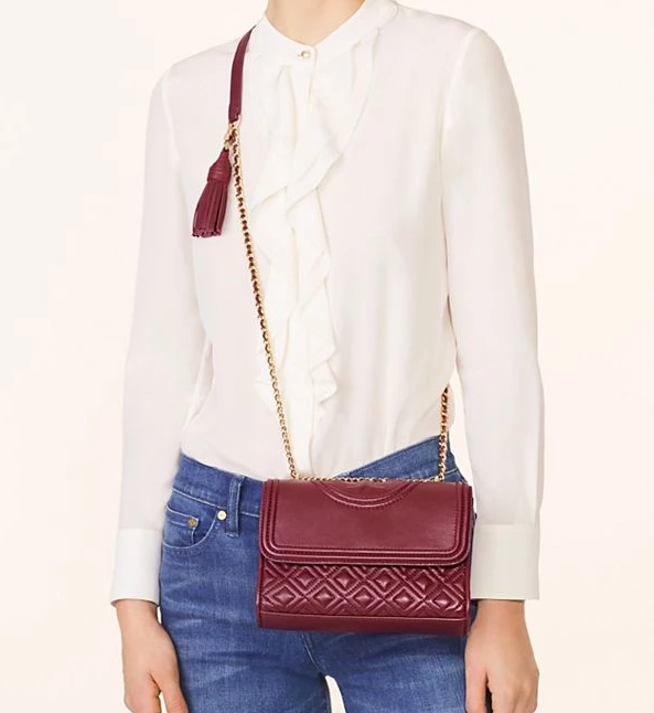 爆款！Tory Burch 汤丽柏琦 FLEMING 女士小羊皮小号链条包