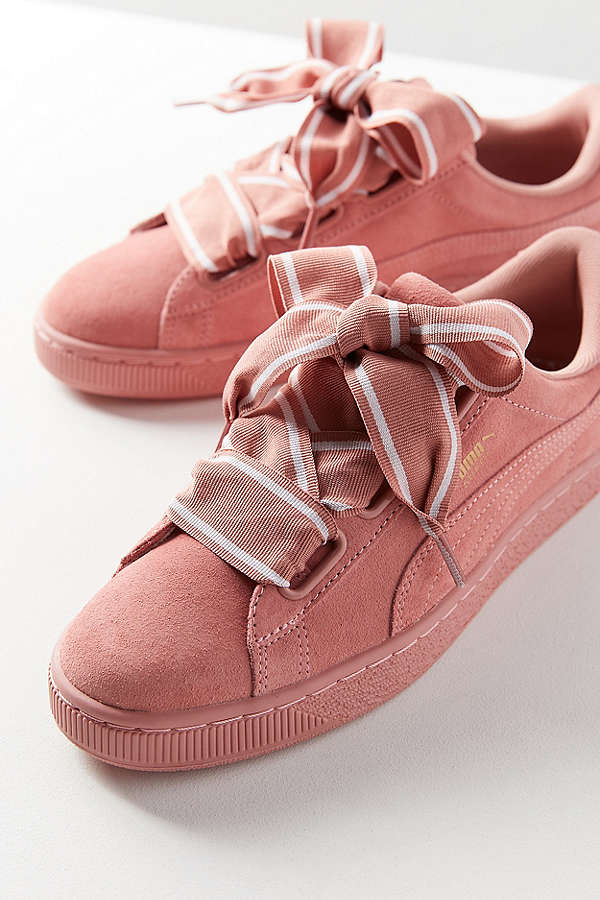 蕾哈娜合作款！Puma 彪马 Suede Heart Satin Ii 粉*结女士运动鞋