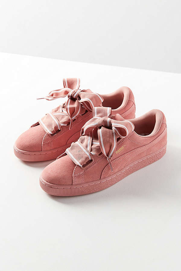 蕾哈娜合作款！Puma 彪马 Suede Heart Satin Ii 粉*结女士运动鞋