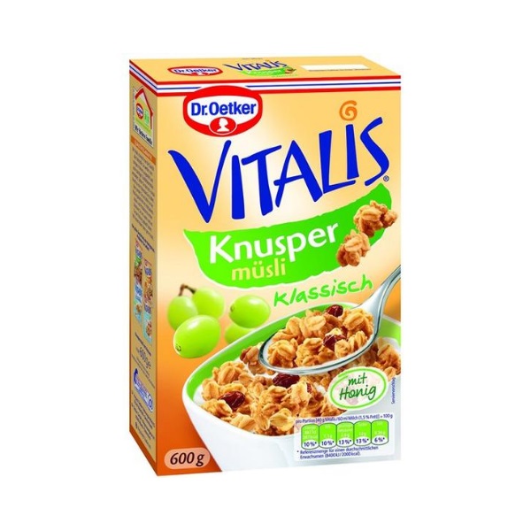 【55专享】Dr.Oetker 欧特家博士 Vitalis 经典葡萄干蜂蜜酥脆早餐麦片 600g 