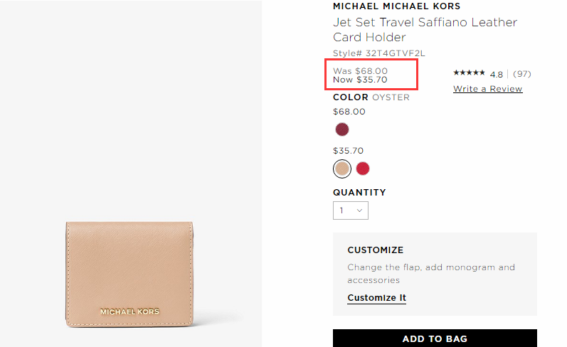 Michael Kors MK 樱花十字纹短款钱包