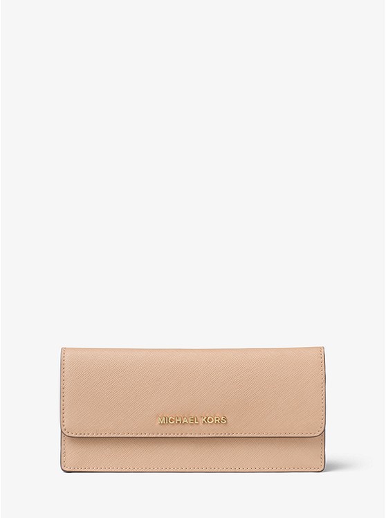 最后1天！Michael Kors 粉色款十字纹长款钱包