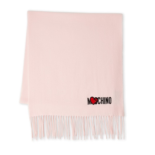 MOSCHINO Logo Wool Fringe Scarf logo图案羊毛围巾