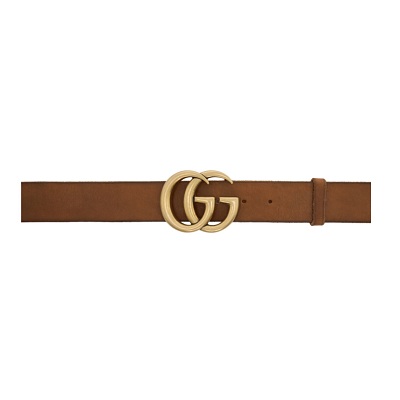 超多明星同款~Gucci  Brown Leather GG Belt 棕色*双G腰带 