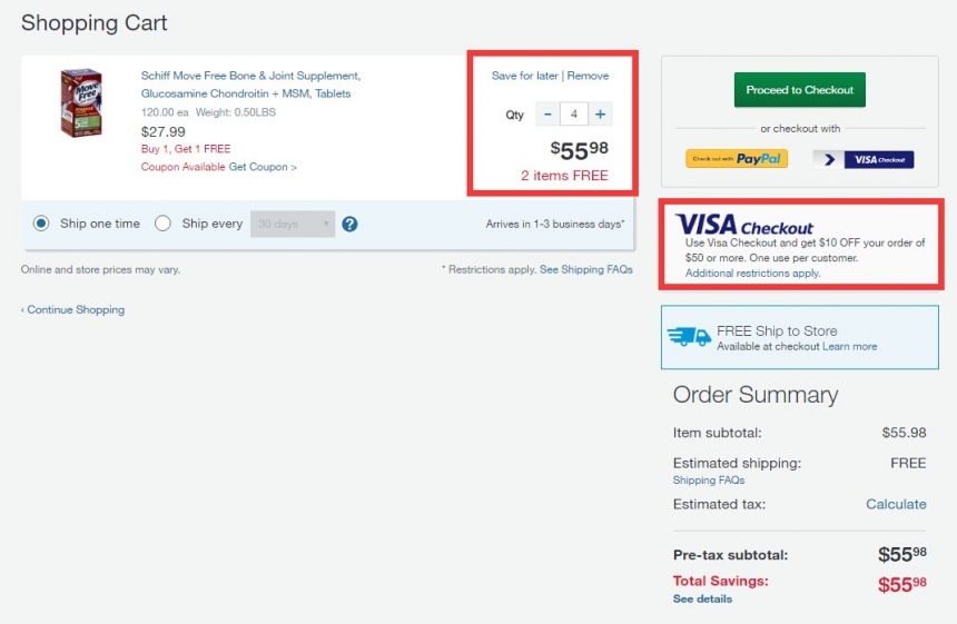 绿盒一瓶仅需$11.5（约80元）！Walgreens：Schiff Move Free 维骨力产品