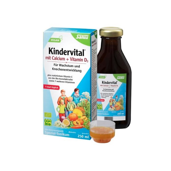 【立减5欧+免邮】Salus Kindervital 有机儿童维生素钙+维生素D3果蔬营养液 250ml 