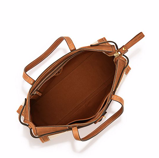 原价$450！Tory Burch 汤丽柏琦 CANVAS & SUEDE 帆布麂皮拼接女士托特包